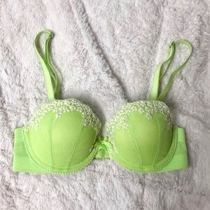 Aerie Green Flower Mia Push Up Bra